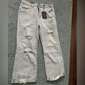 Risen mid rise vintage straight leg jeans